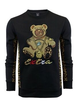 Screenshot Black Crewneck Sweater with Gold Leopard Teddy Graphic size S